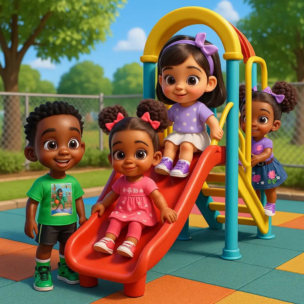 Children playing on playground slide at Tamarac preschool